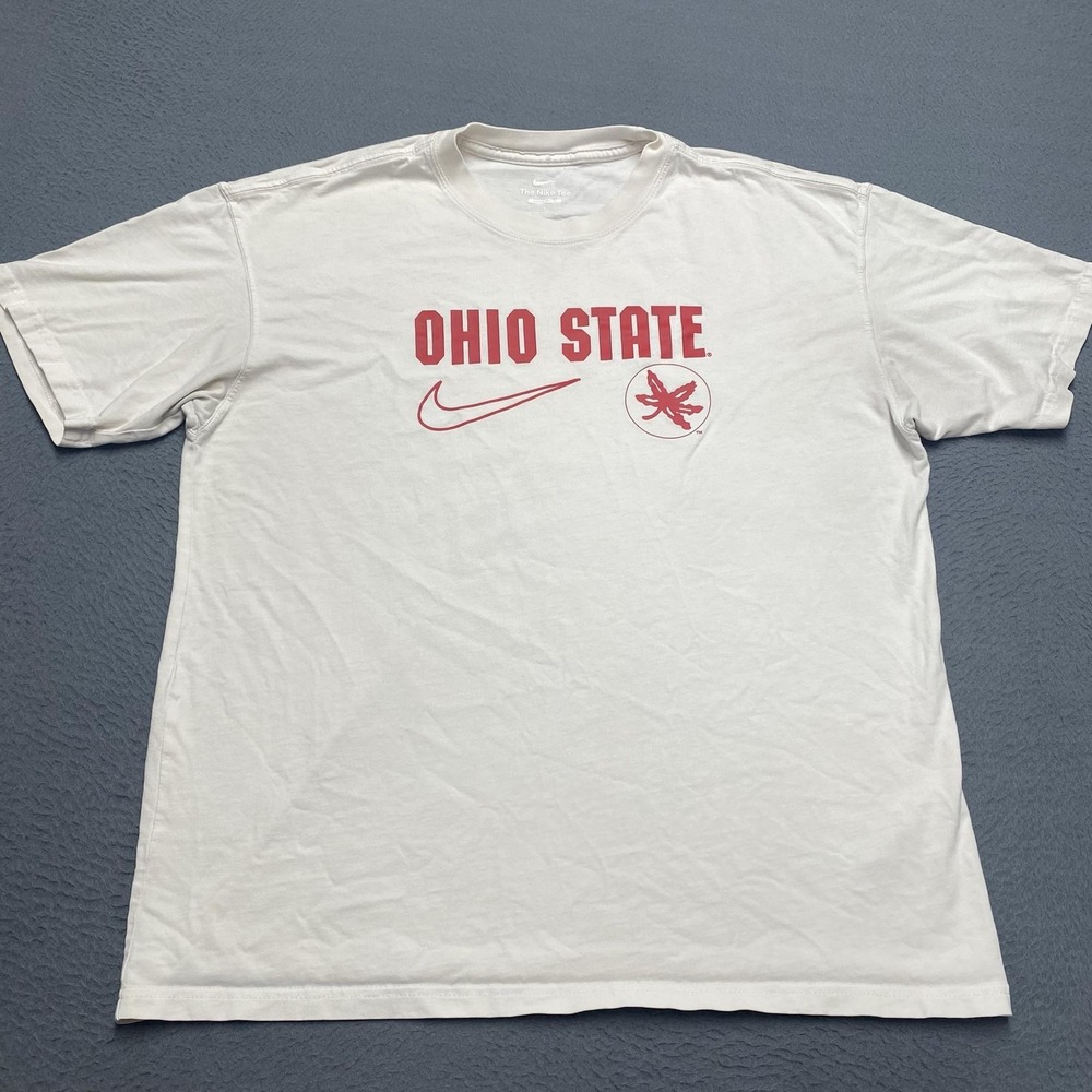 Ohio State Buckeyes Shirt Mens Medium White NCAA Football Nike Graphic Tee